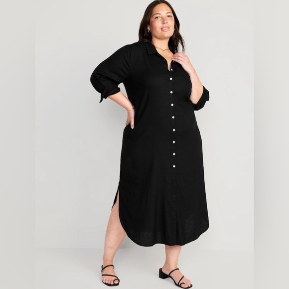 NWT! Black Long-Sleeve Shirt Dress for Women - Multiple Sizes 💜 - Picture 6 of 9